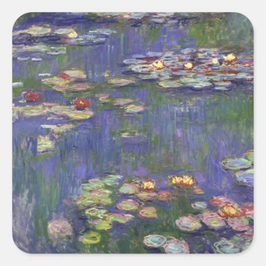 Monet Water Lilies Masterstuk Schilderen Vierkante Sticker (Voorkant)
