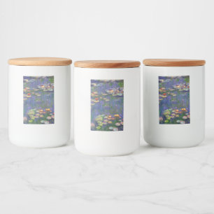 Monet Water Lilies Masterstuk Schilderen Voedselcontainer Etiket