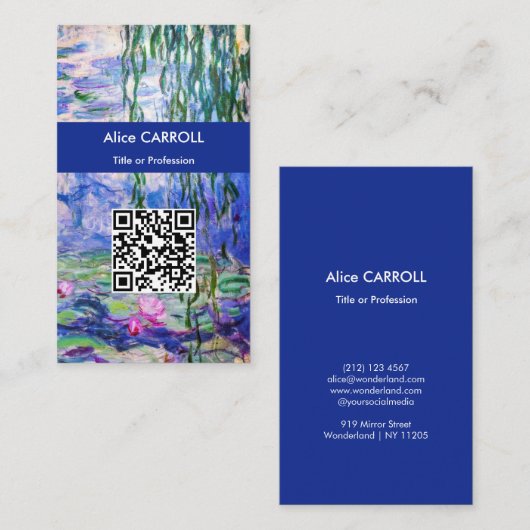 Monet - Water Lilies / Nympheas 1919 - QR-code Visitekaartje (Voorkant / Achterkant)