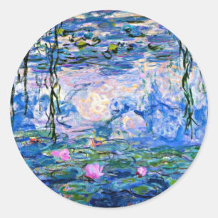Monet - Water Lilies (roze) 1919 beroemde kunstwer Ronde Sticker