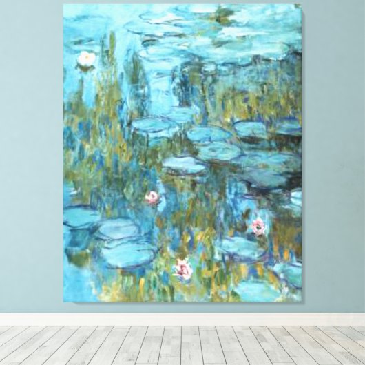 Monet - Water Lilies (turquoise), 1915 Canvas Afdruk (Insitu (Houten vloer))