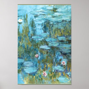 Monet-Water Lilies (turquoise) Poster