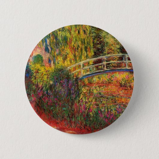 Monet Water Lily Pond en Water Irises Ronde Button 5,7 Cm (Voorkant)