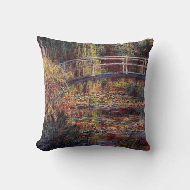MONET Water Lily Pond Pillow Symphony in Roos Kussen (Voorkant)