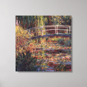 MONET Water Lily Pond Roos Stretted Canvas Afdrukk Afdruk