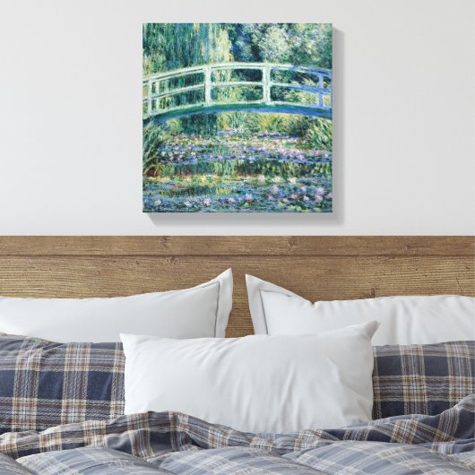 Monet - Watergalgen en Japanse brug Canvas Afdruk (Insitu (Slaapkamer))