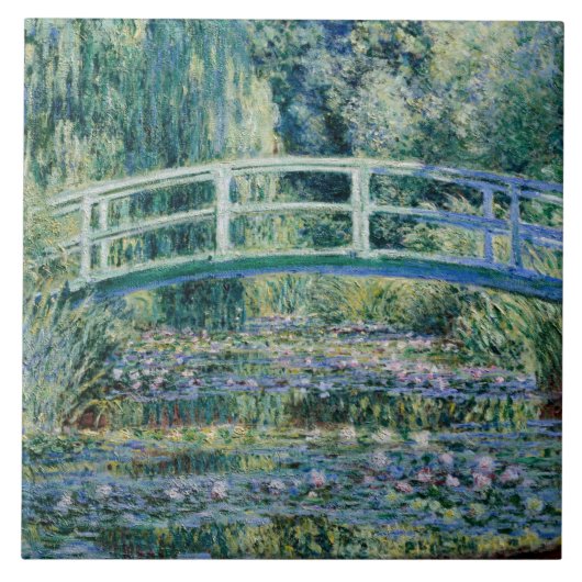 Monet - Watergalgen en Japanse brug Tegeltje (Voorkant)
