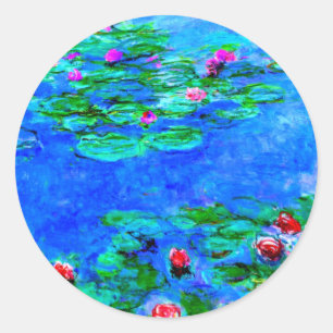 Monet: Watergelilies Rood kunstwerk Ronde Sticker
