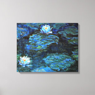 Monet - Waterlelies (blauw) Canvas Afdruk