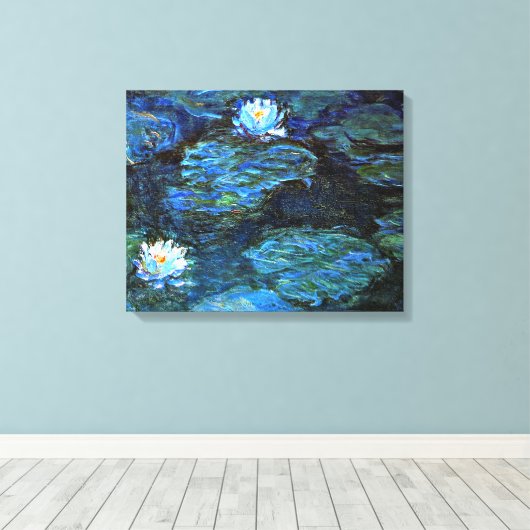 Monet - Waterlelies (blauw) Canvas Afdruk (Insitu (Houten vloer))