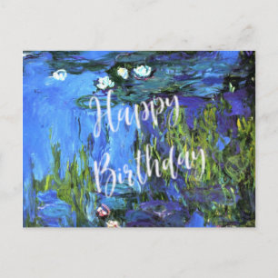 Monet - Waterlelies, blauw indigo, verjaardagswens Briefkaart