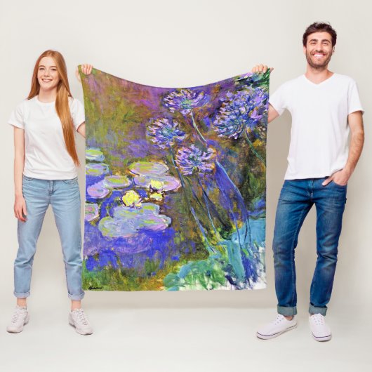 Monet - Waterlelies en Agapanthus Fleece Deken (In situ)