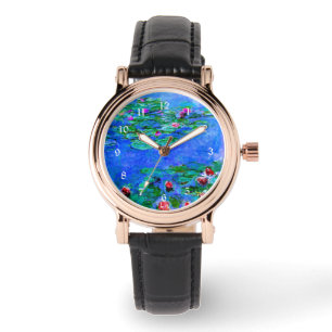 Monet - Waterlelies (Rood), beroemd kunstwerk Horloge
