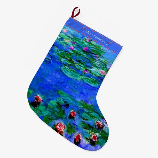 Monet - Waterlelies (rood) Grote Kerstsok (Voorkant (Hangend))