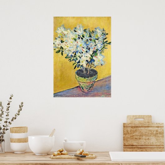 Monet - White Azaleas in a Pot, Poster (Keuken)