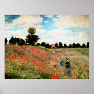 Monet - Wilde klaprozen bij Argenteuil, kunstdruk Poster