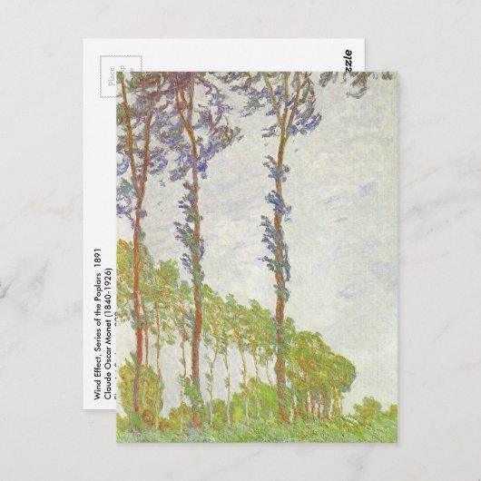 Monet Wind Effect Poplars  Landschap Briefkaart (Voorkant / Achterkant)