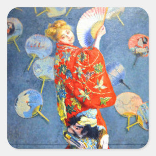 Monet Woman in het Japanse kostuum Vierkante Sticker
