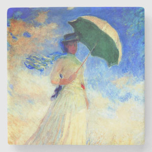 Monet Woman met een parasol die recht onder ogen s Stenen Onderzetter