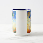 Monet Woman met een parasol die recht onder ogen s Tweekleurige Koffiemok (Center)