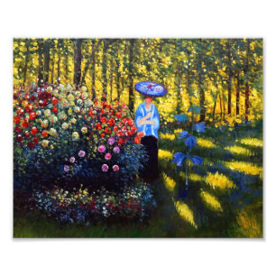 Monet Woman met een parasol in de tuin Foto Afdruk