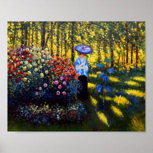 Monet Woman met een parasol in de tuin Poster