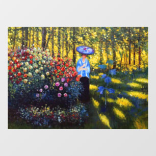 Monet Woman met een parasol in de tuin Raamsticker