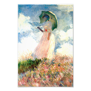 Monet Woman met een parasol links Foto Afdruk