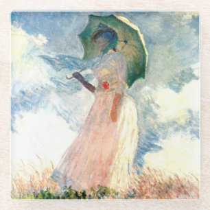 Monet Woman met een parasol links Glazen Onderzetter
