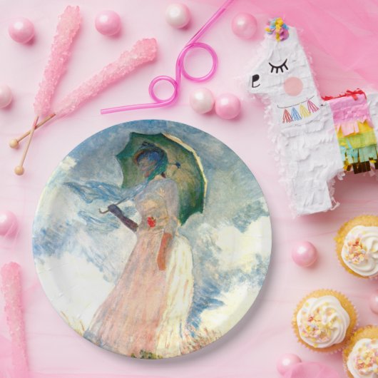 Monet Woman met een parasol links Papieren Bordje (Feest)