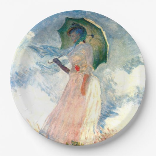 Monet Woman met een parasol links Papieren Bordje (Voorkant)