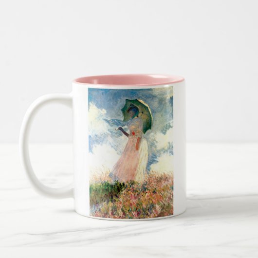 Monet Woman met een parasol links Tweekleurige Koffiemok (Links)