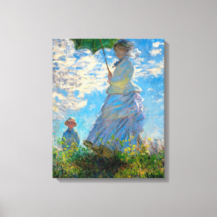Monet Woman Parasol Impressionisme Canvas Afdruk