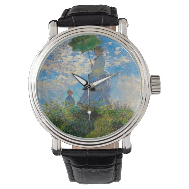 Monet Woman Parasol Impressionisme Horloge (Voorkant)