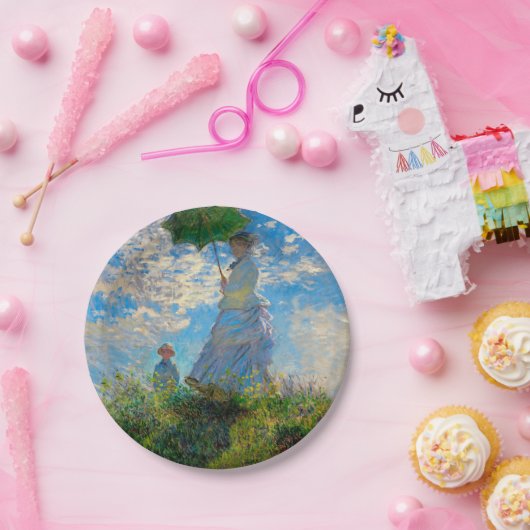 Monet Woman Parasol Impressionisme Papieren Bordje (Feest)