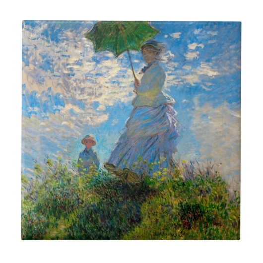 Monet Woman Parasol Impressionisme Tegeltje (Voorkant)