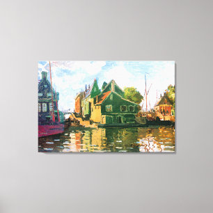 Monet - Zaandam, Schilderij van het Kanaal Canvas Afdruk