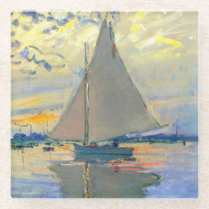 Monet Zeilboot bij Le Petit-Gennevilliers Glazen Onderzetter