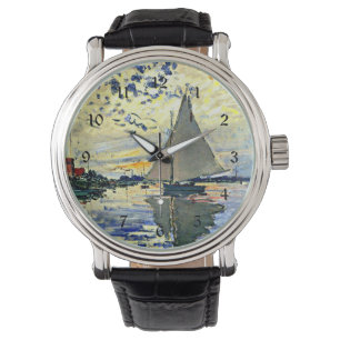 Monet - Zeilboot bij le Petit Gennevilliers Horloge