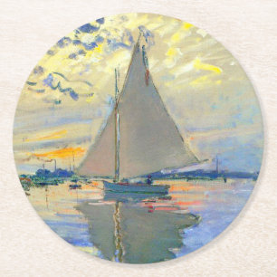Monet Zeilboot bij Le Petit-Gennevilliers Ronde Kartonnen Onderzetter