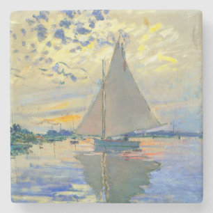 Monet Zeilboot bij Le Petit-Gennevilliers Stenen Onderzetter