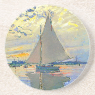 Monet Zeilboot bij Le Petit-Gennevilliers Zandsteen Onderzetter