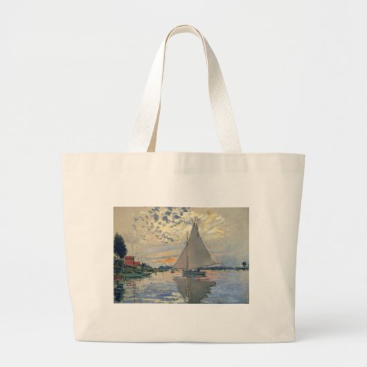 Monet zeilboot Frans impressionisme Klassieke kuns Grote Tote Bag (Voorkant)