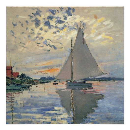 Monet zeilboot Frans impressionisme Klassieke kuns Perfect Poster (Voorkant)