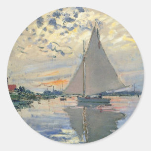 Monet Zeilboot Frans Impressionisme Klassieke Kuns Ronde Sticker