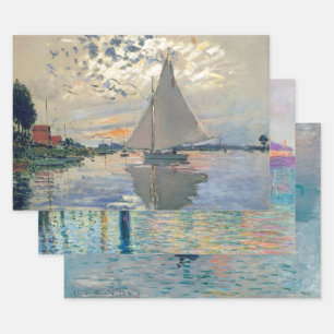 Monet Zeilboot Franse Impressionisme Klassieke Kun Inpakpapier Vel