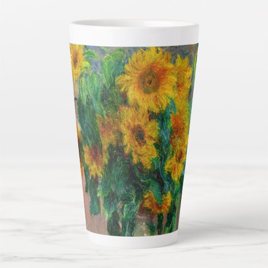 Monet-zonnebloemen Latte Mok (Voorkant)