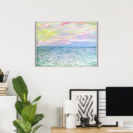 Monet - Zonsondergang bij Pourville, kunst Poster (Thuiskantoor)