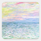 Monet - Zonsondergang bij Pourville, kunstdruk Vierkante Sticker (Voorkant)