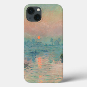 Monet Zonsondergang op de Seine Fijne Kunst Impres iPhone 13 Hoesje